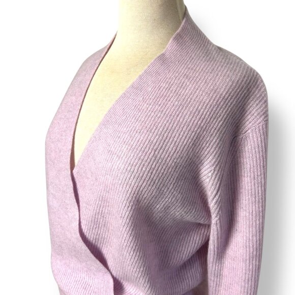 Marta's 100% Cashmere V Neck Wrap Front Sweater Lavender Pink Long Sleeve Sz XS - Picture 2 of 7